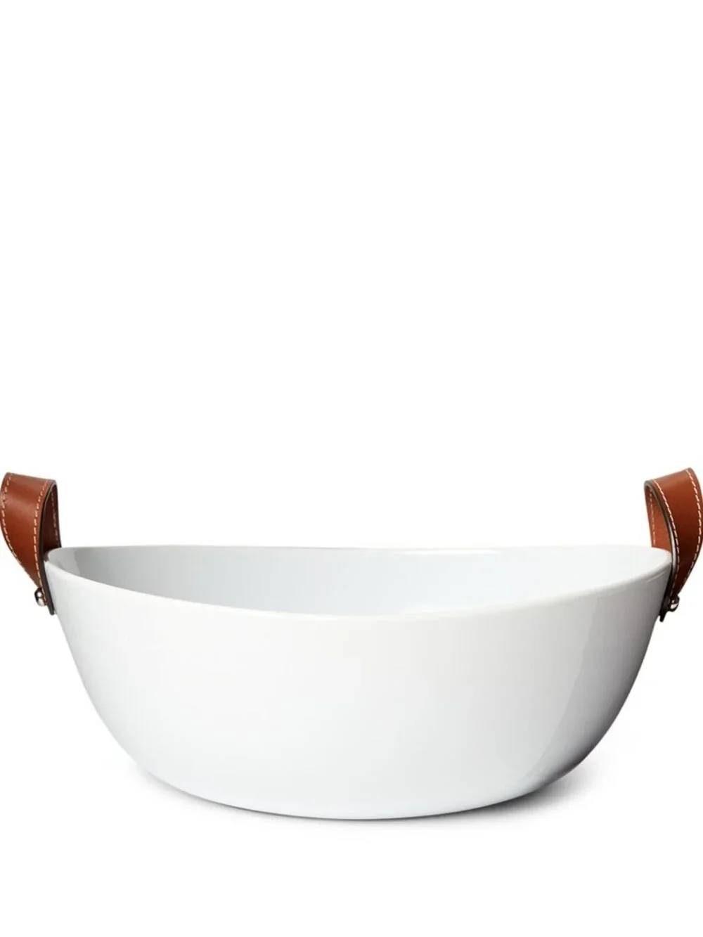 NEW w/Box & Tags - Ralph Lauren (Wyatt) Salad Bowl White- Brown Strap Handles